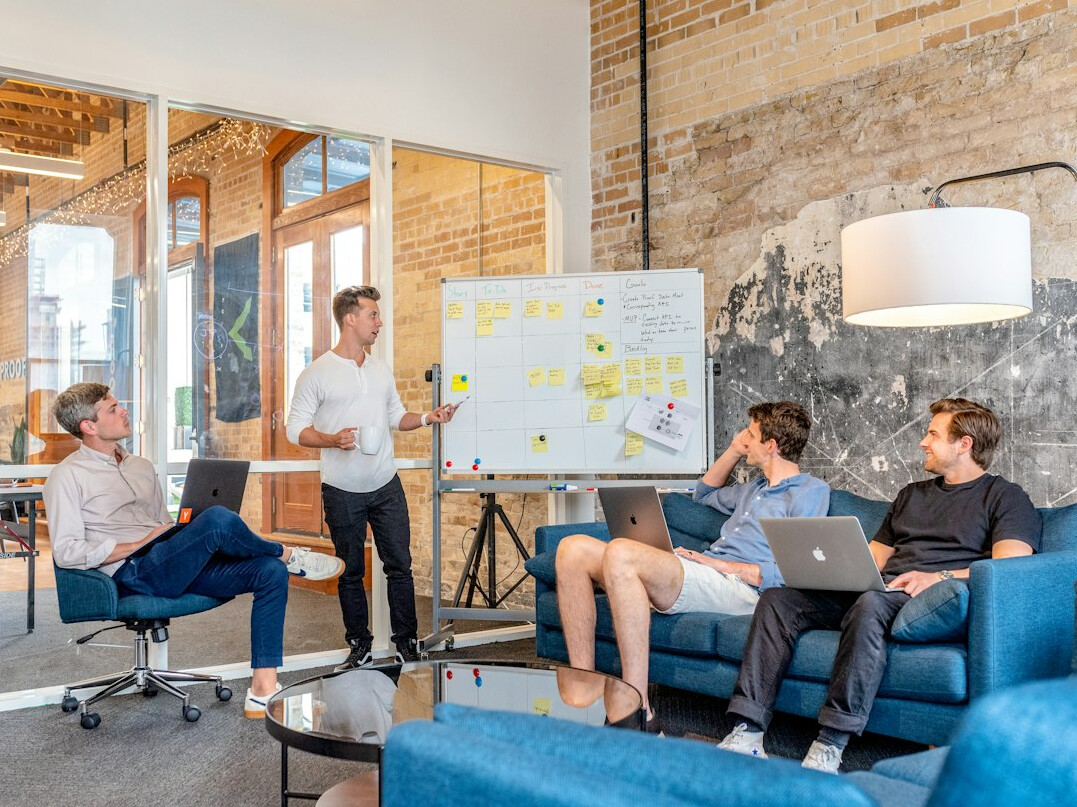 team discussing content ideas