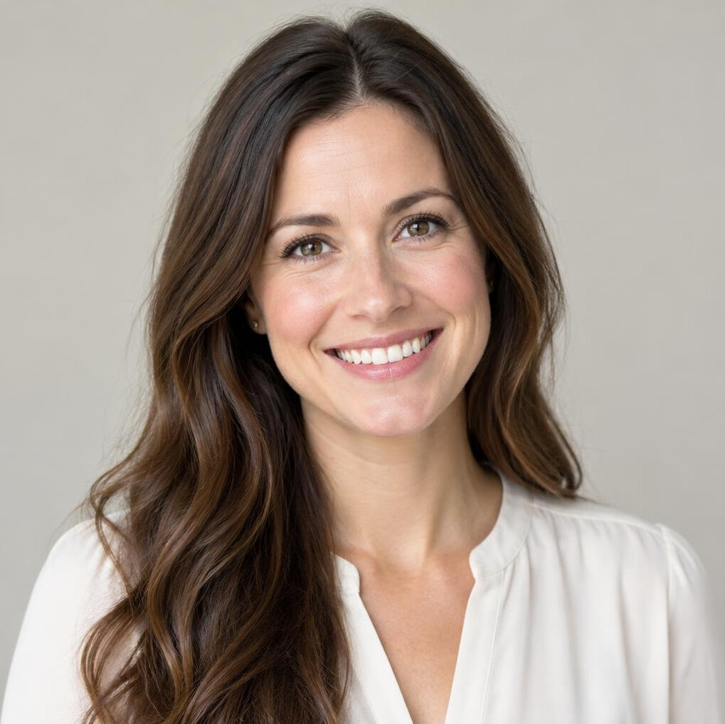Portrait of a smiling woman with long hair